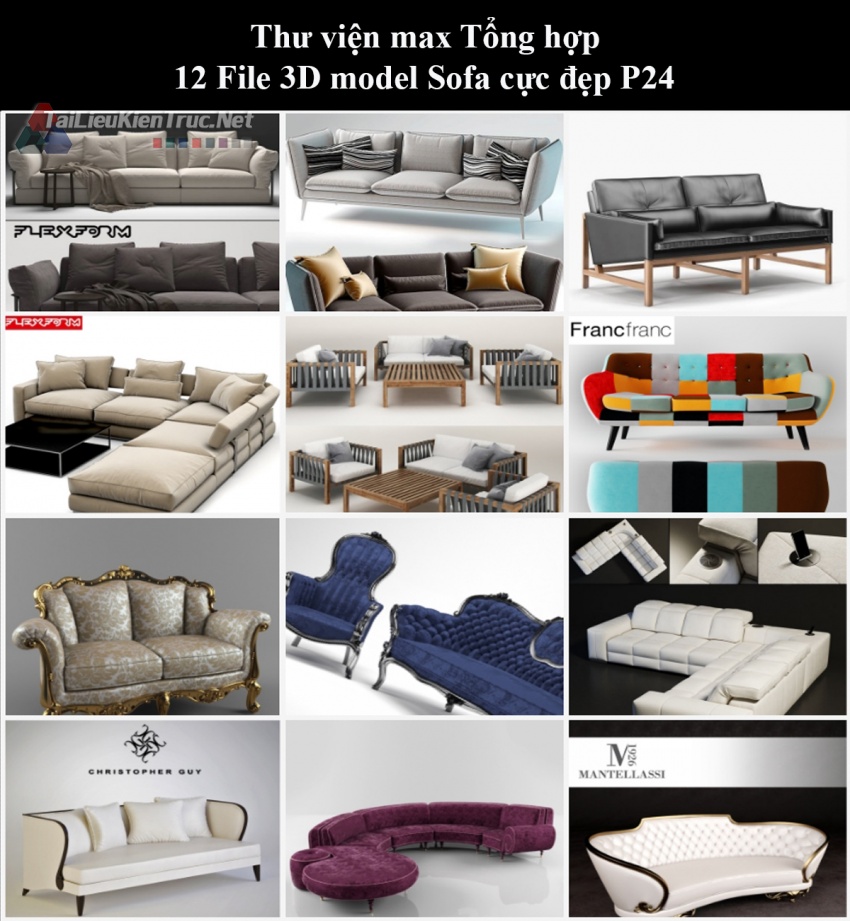 Thư viện max Tổng hợp 12 File 3D model Sofa cực đẹp P24