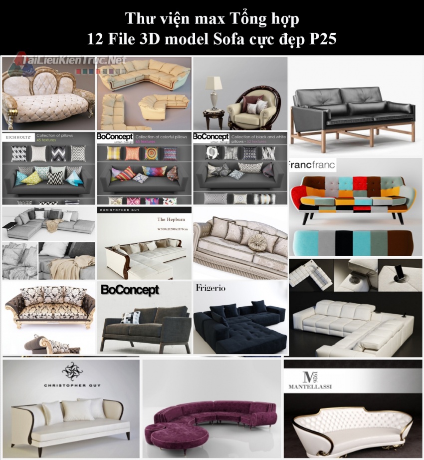 Thư viện max Tổng hợp 12 File 3D model Sofa cực đẹp P25