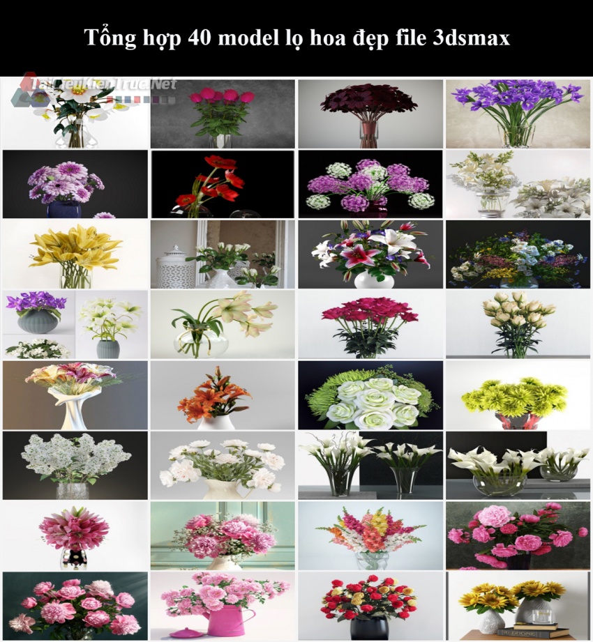 Tổng hợp 40 model lọ hoa đẹp file 3dsmax