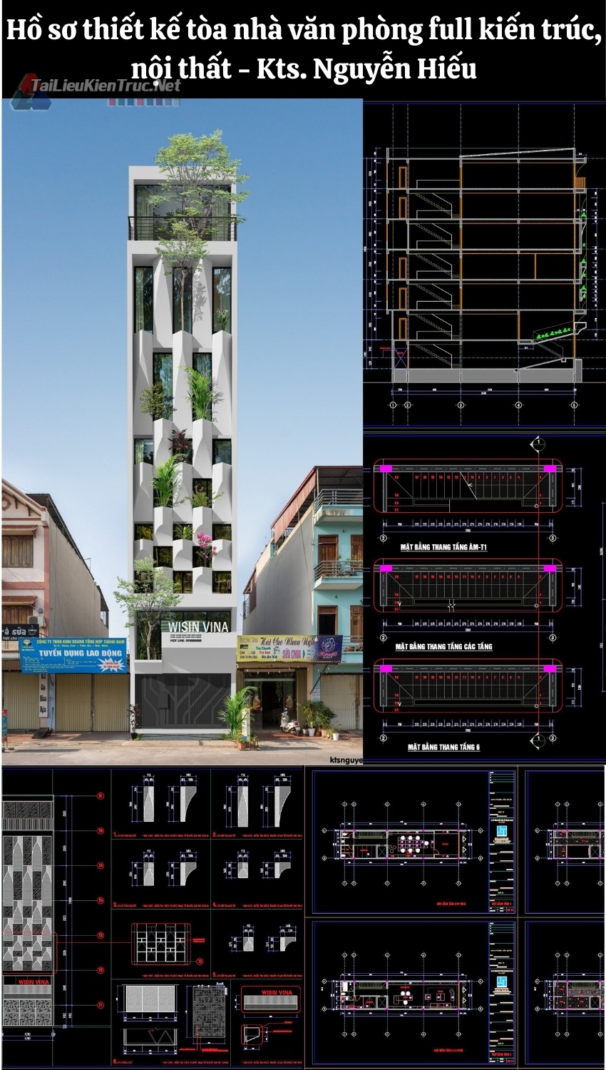Hồ sơ thiết kế tòa nhà văn phòng diện tích 5x22m Kts. Nguyễn Hiếu