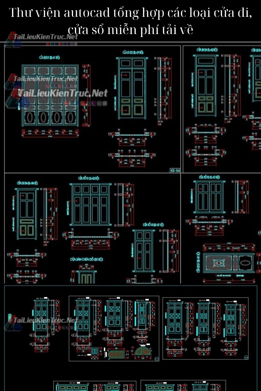 Thư viện autocad tổng hợp các loại cửa đi, cửa sổ miễn phí tải về