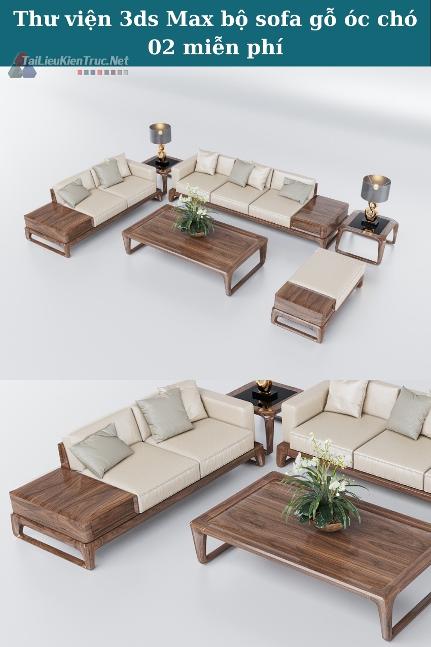 Thư viện 3dsmax bộ sofa óc chó 02