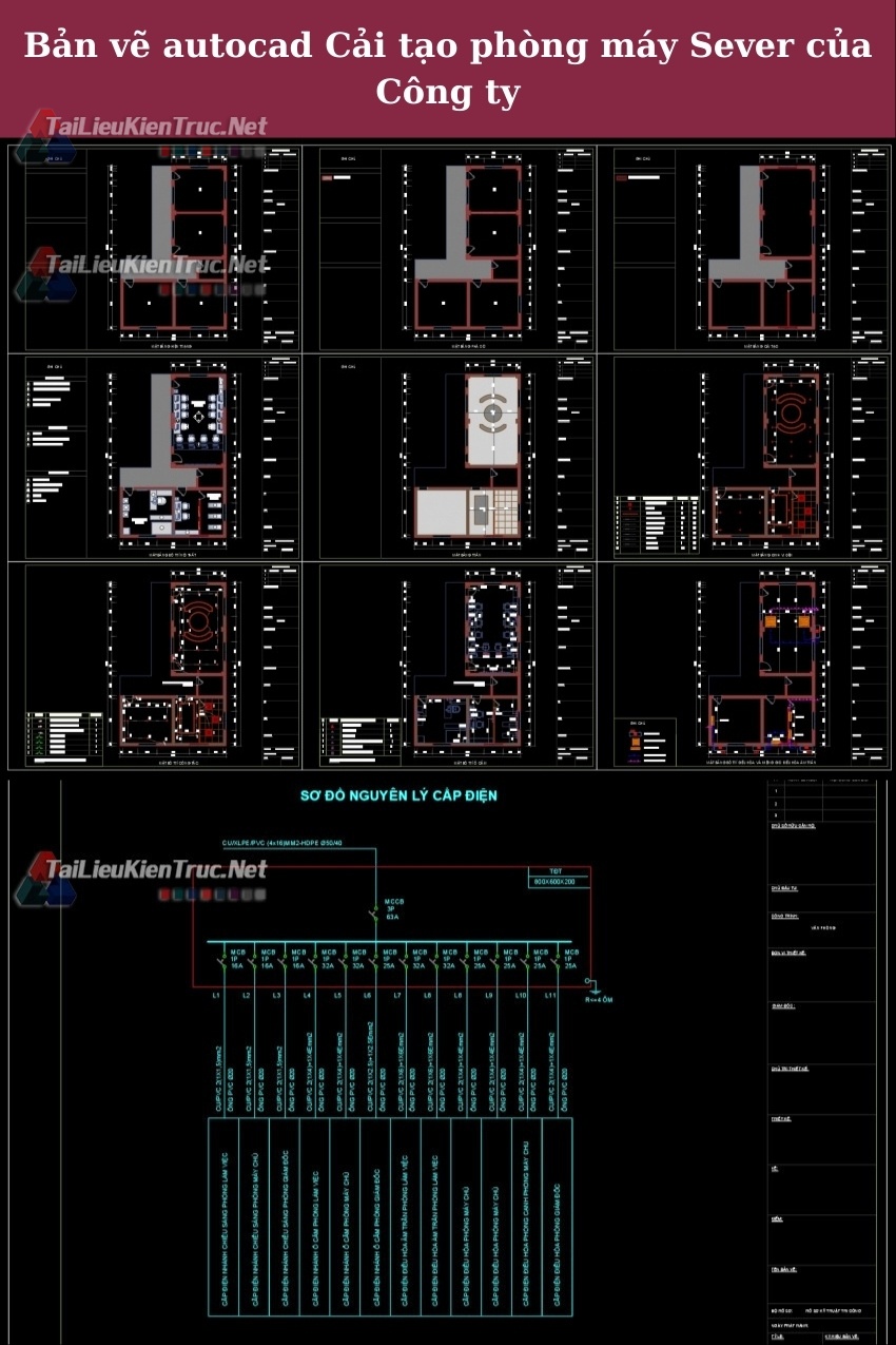 Bản vẽ autocad Cải tạo phòng máy Sever của Công ty