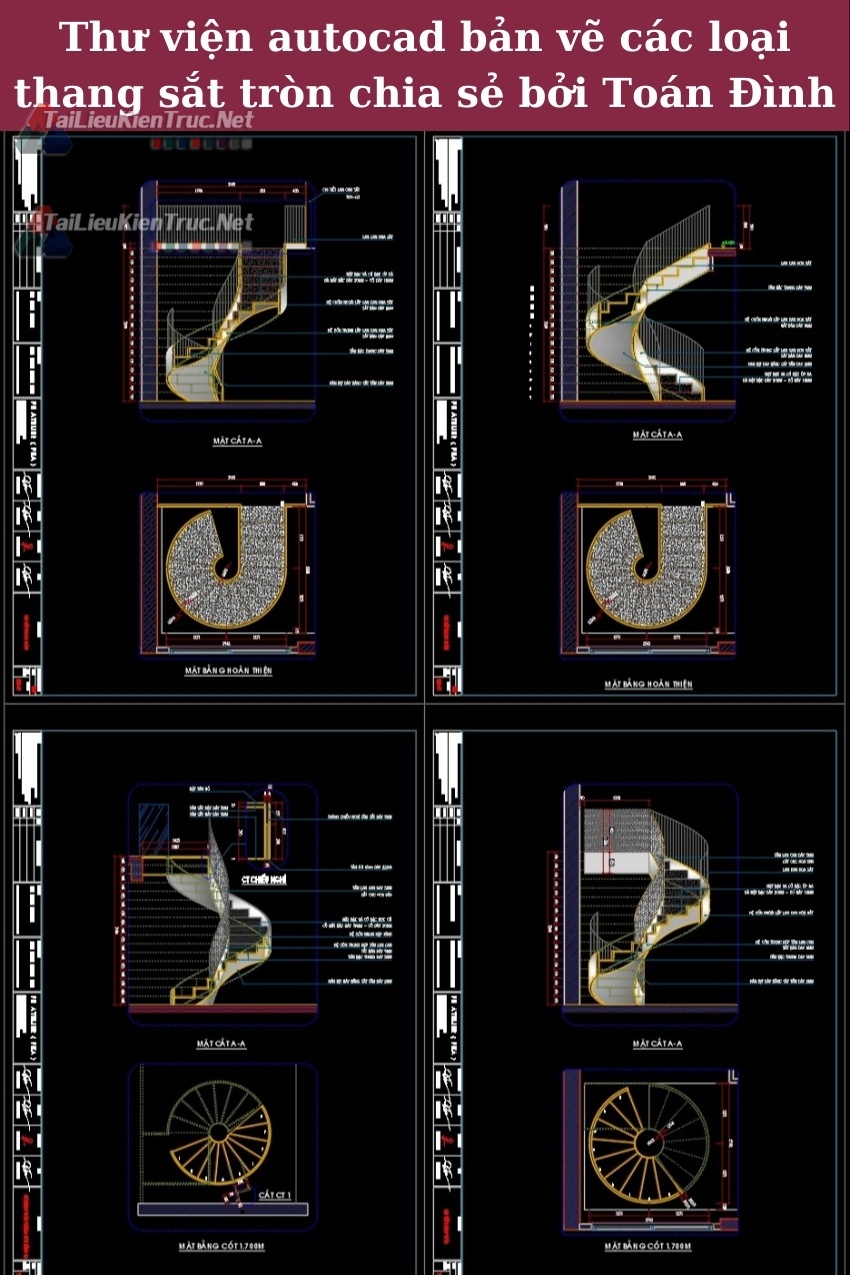 Thư viện autocad bản vẽ các loại thang sắt tròn chia sẻ bởi Toán Đình