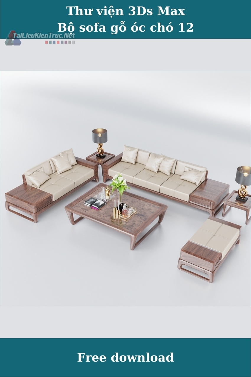 Thư viện 3ds max bộ sofa gỗ óc 12