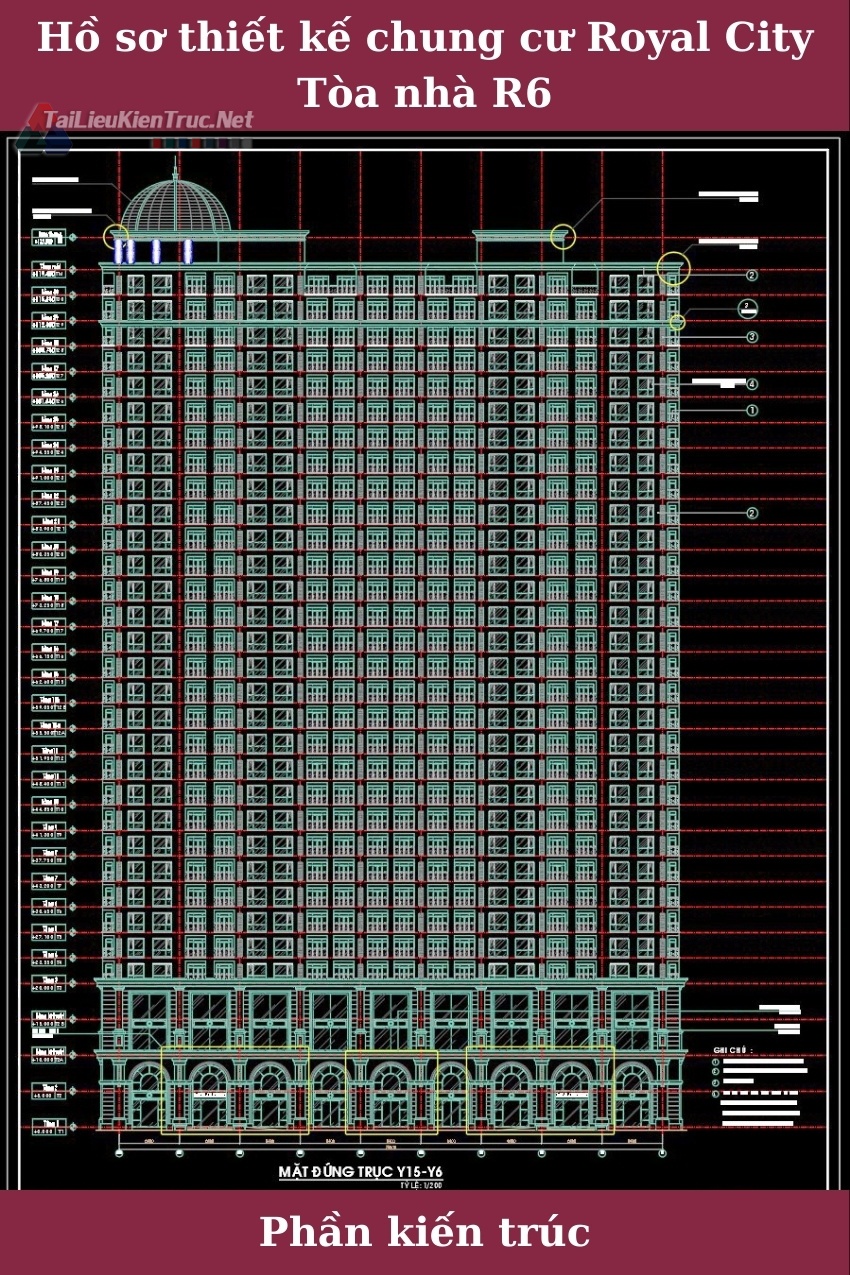 Bản vẽ autocad thiết kế chung cư royal city nhà R6