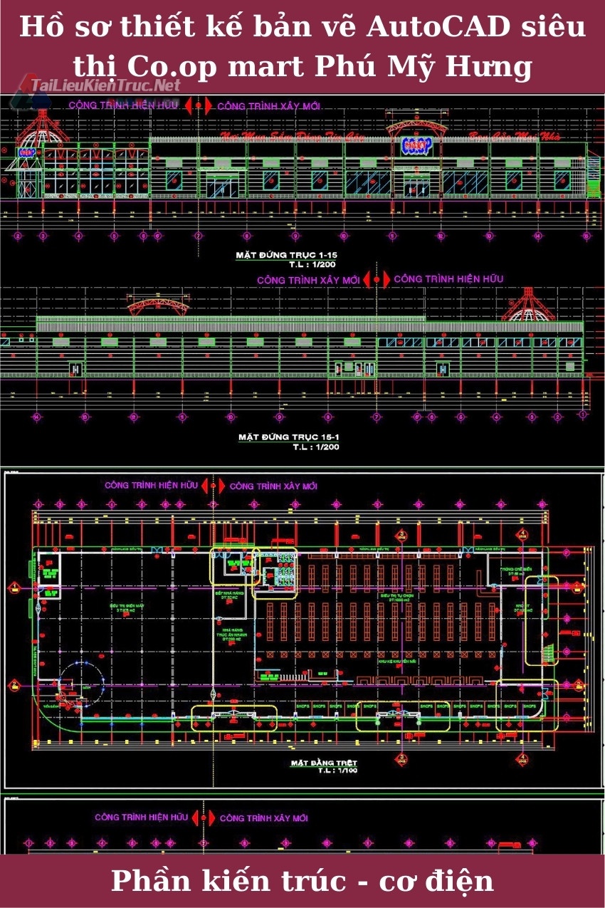 Hồ sơ thiết kế bản vẽ AutoCAD siều thị Co.op mart Phú Mỹ Hưng