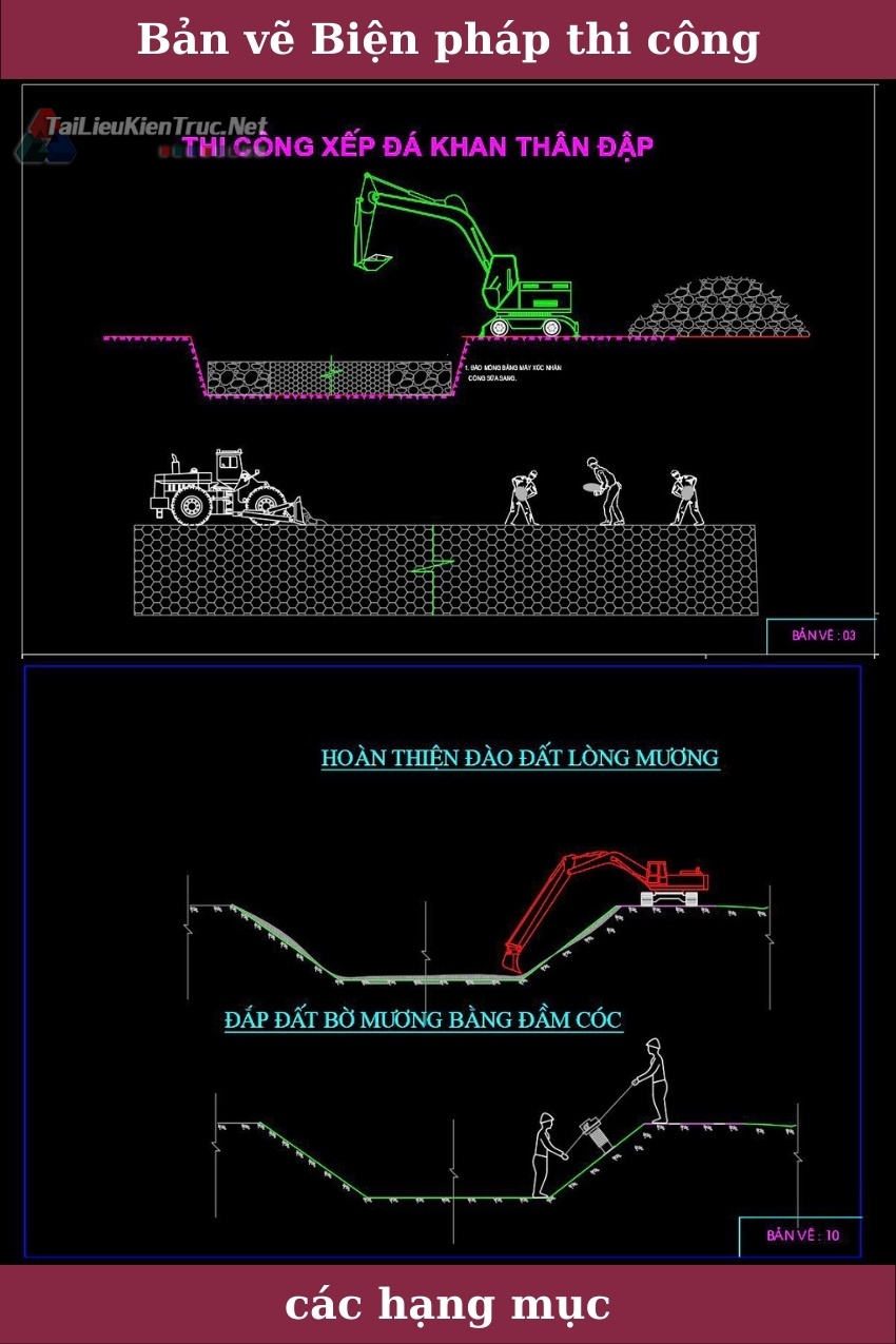 Thư viện autocad - Bản vẽ Biện pháp thi công các hạng mục