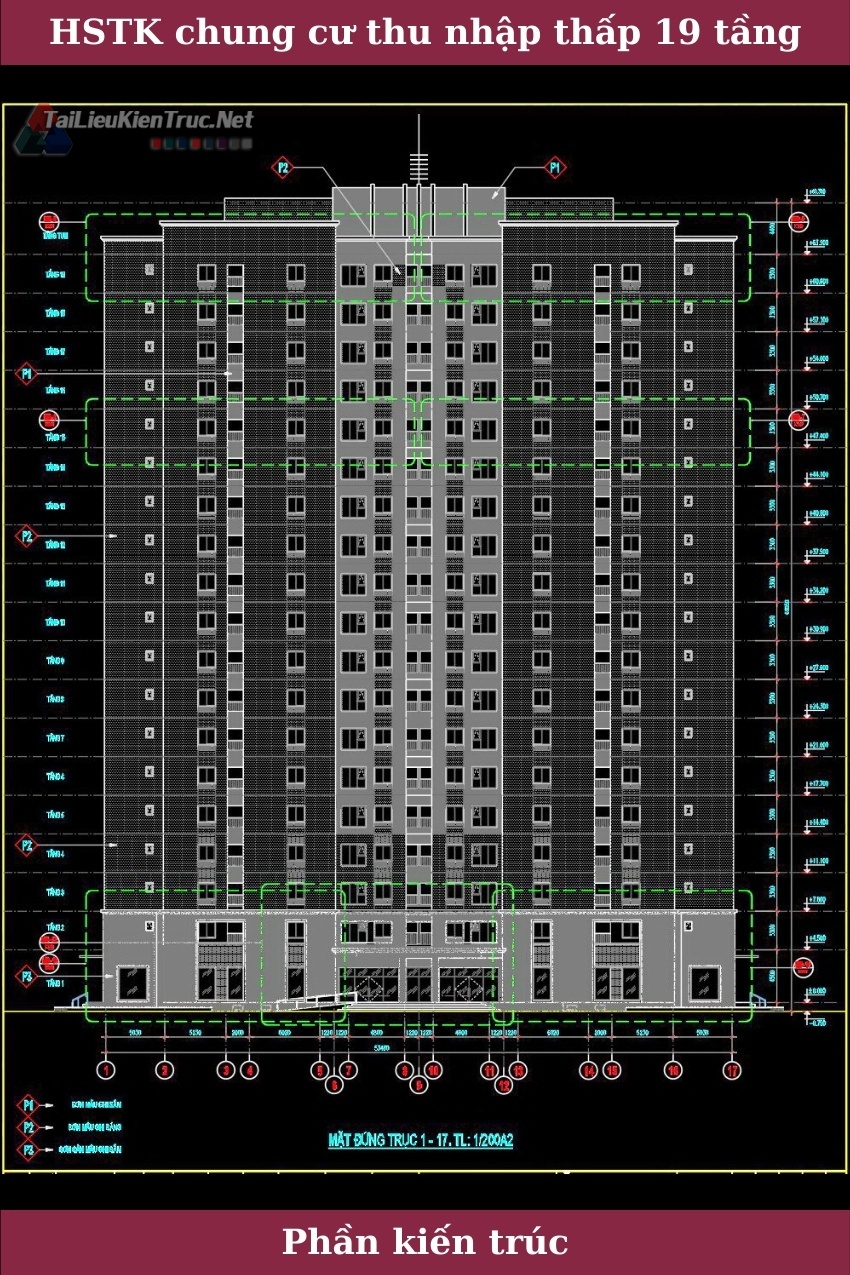 Hồ sơ thiết kế chung cư 19 tầng cho người thu nhập thấp diện tích 31.9x53.4m