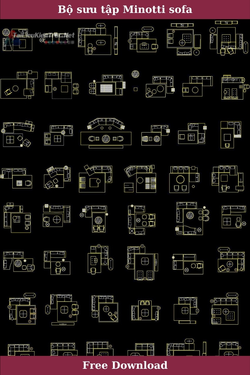 Bộ sưu tập Autocad Minotti Sofa 001