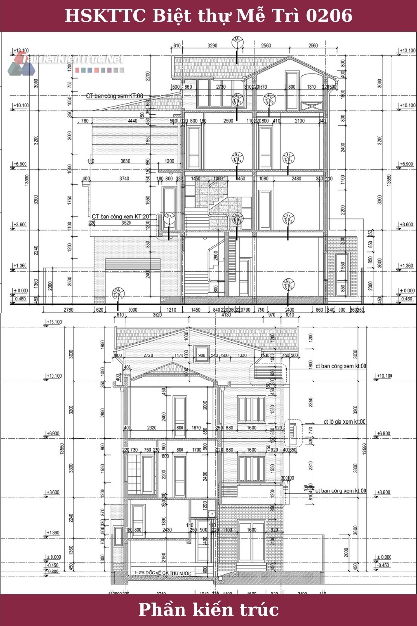 Hồ sơ thiết kế thi công biệt thự Mễ Trì- HN 0206