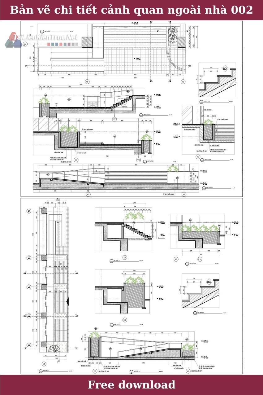 Bản vẽ autoad chi tiết cảnh quan ngoài nhà 002