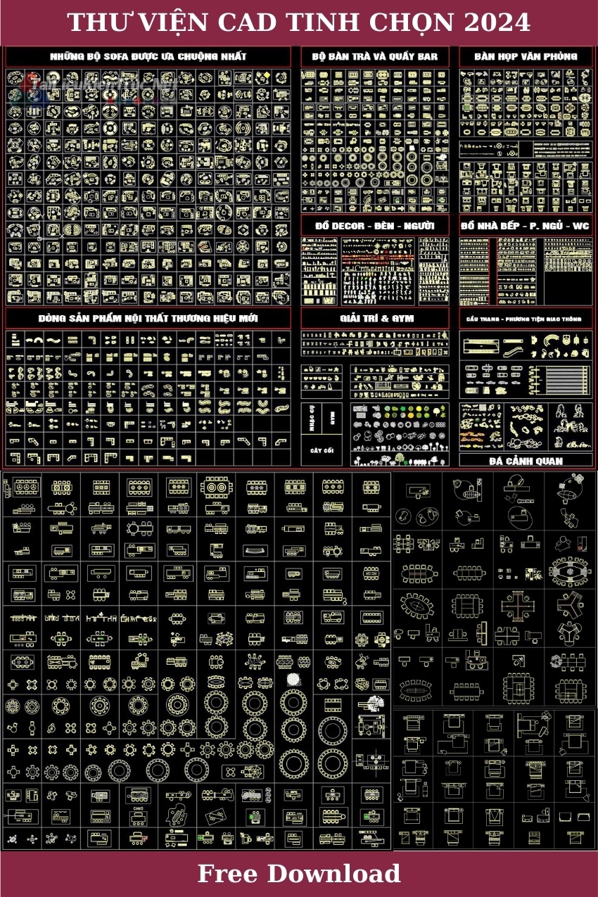 Thư viện cad đồ nội thất tinh chọn 2024