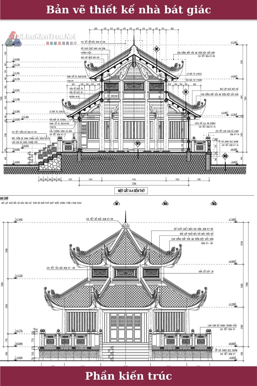 Thư viện autocad - Bản vẽ thiết kế nhà bát giác