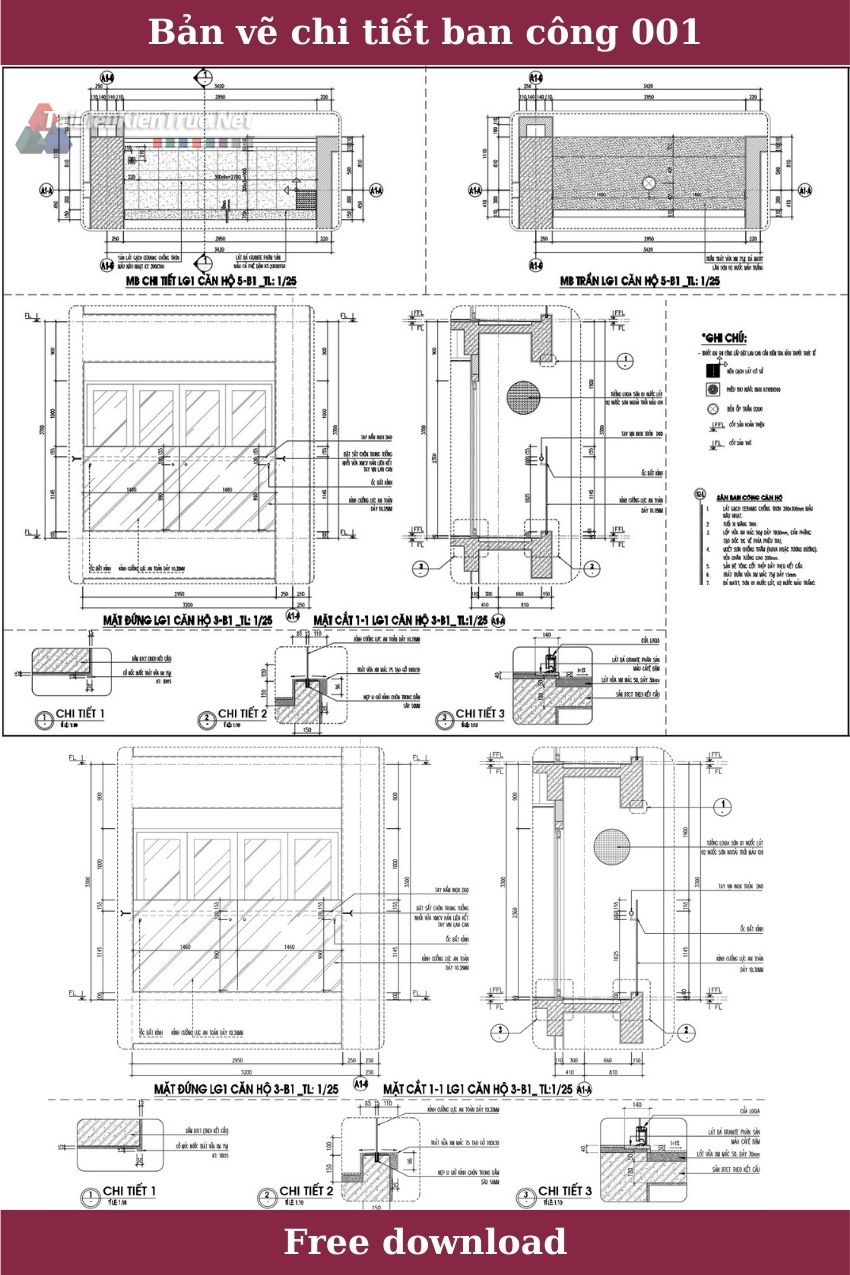 Bản vẽ chi tiết ban công 001