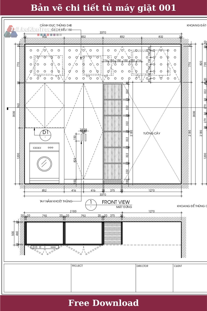 Bản vẽ chi tiết tủ máy giặt 001