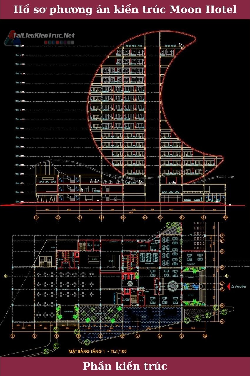 Hồ sơ phương án kiến trúc khách sạn Moon Hotel