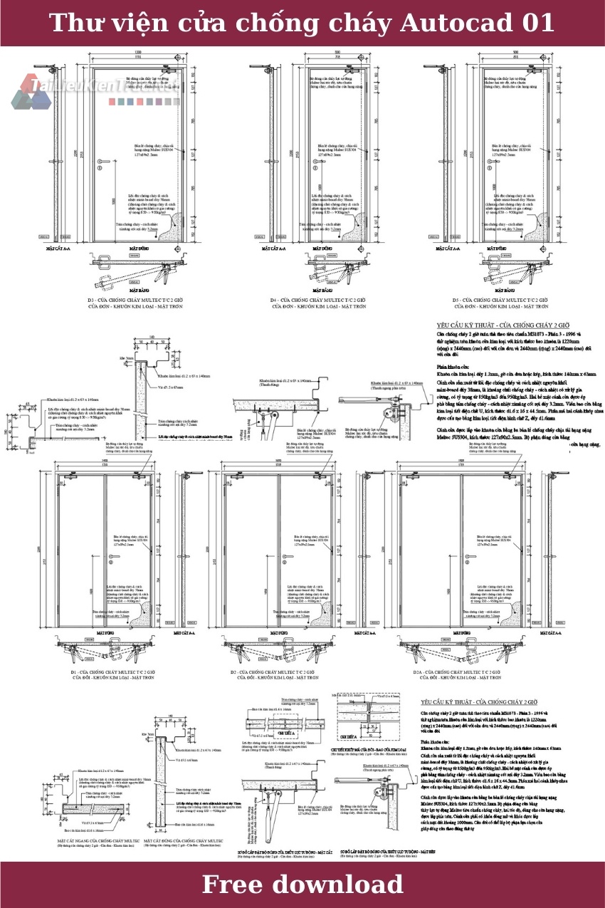 Thư viện cửa chống cháy autocad miễn phí