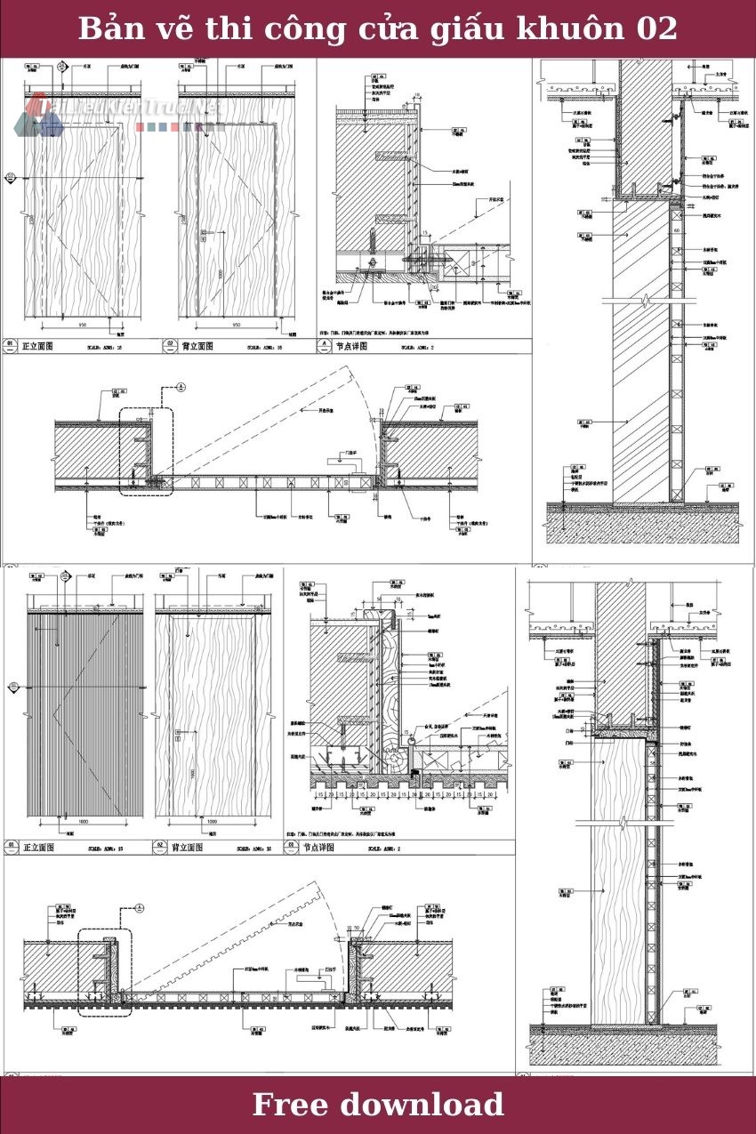 Bản vẽ chi tiết cửa giấu khuôn file Autocad miễn phí 02