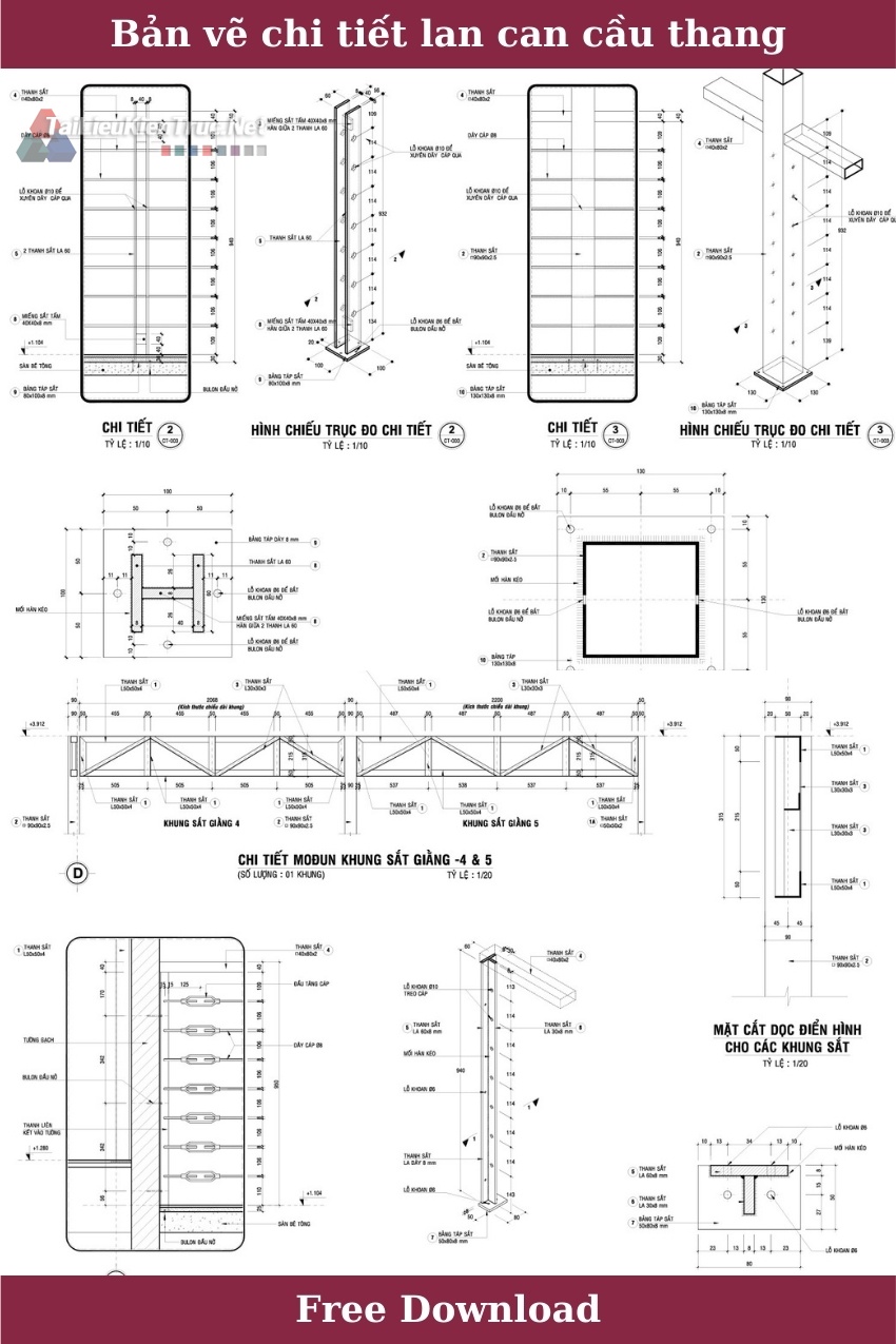 2. Bản vẽ chi tiết lan can cầu thang