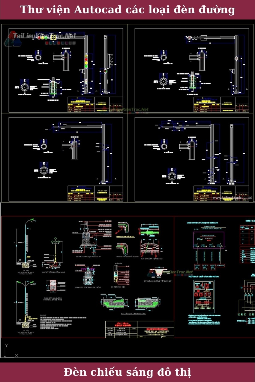 Thư viện file autocad về các loại cột đèn chiếu sáng Đô thị full