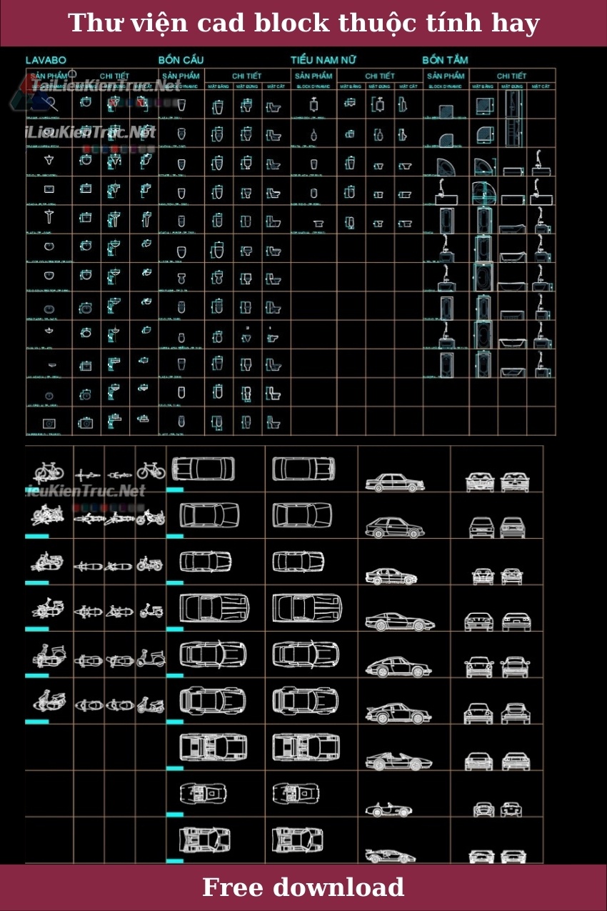 Thư viện autocad nội thất thuộc tính rất hay và hữu ích