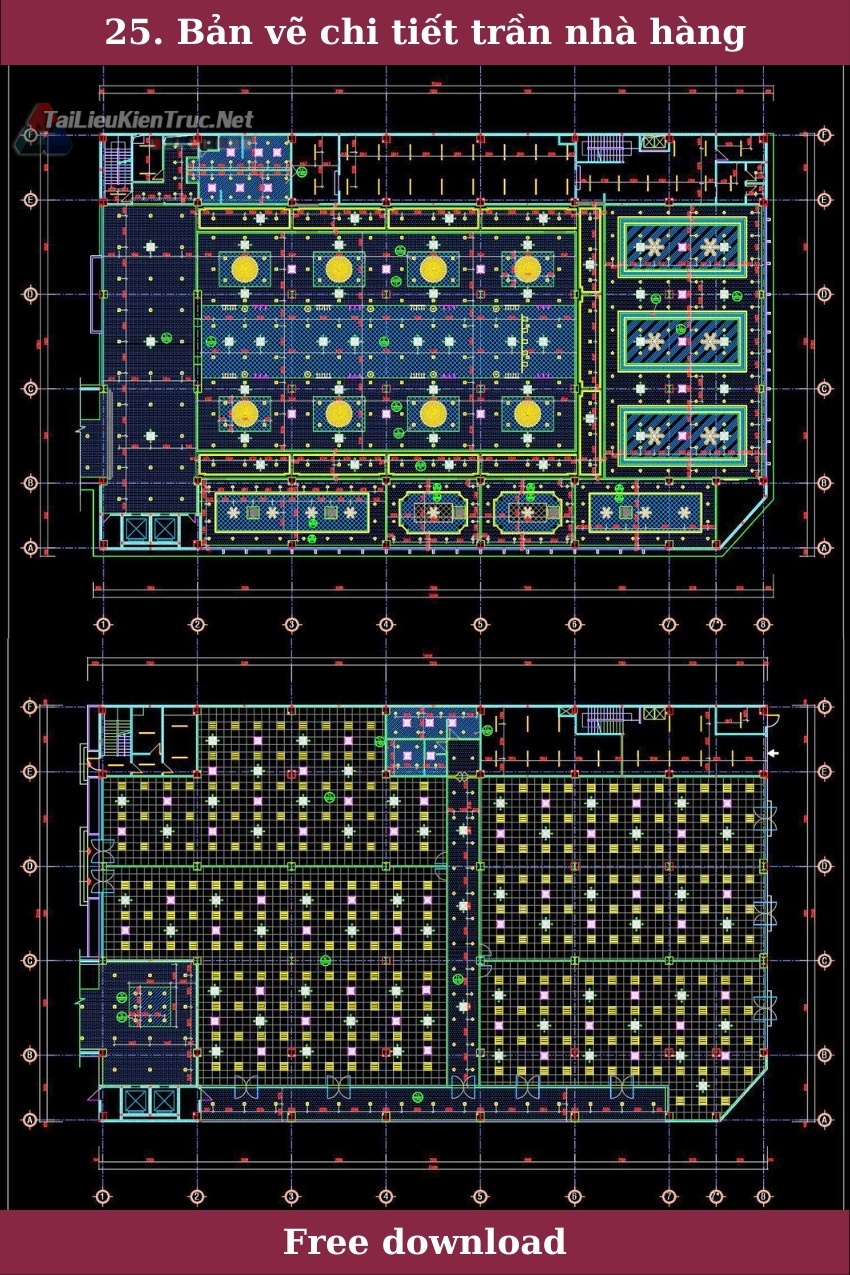 25. Bản vẽ chi tiết trần nhà hàng miễn phí