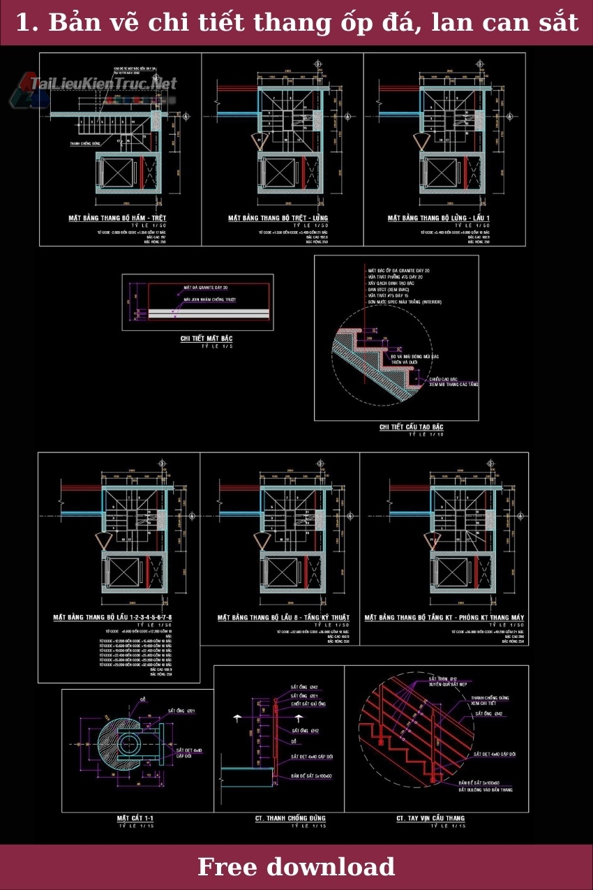 1. Bản vẽ chi tiết thang miễn phí