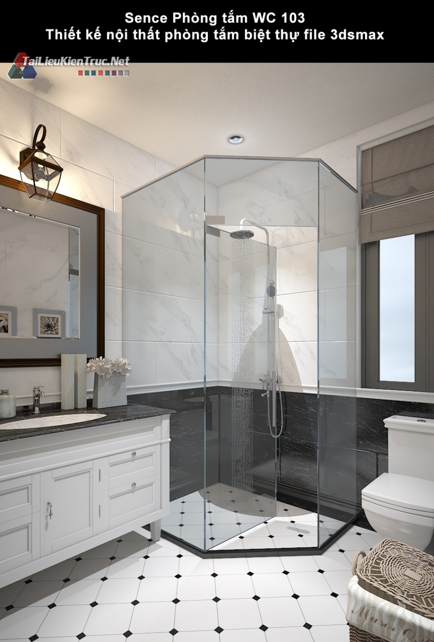 Sence Phòng tắm WC 103 - Thiết kế nội thất phòng tắm biệt thự file 3dsmax