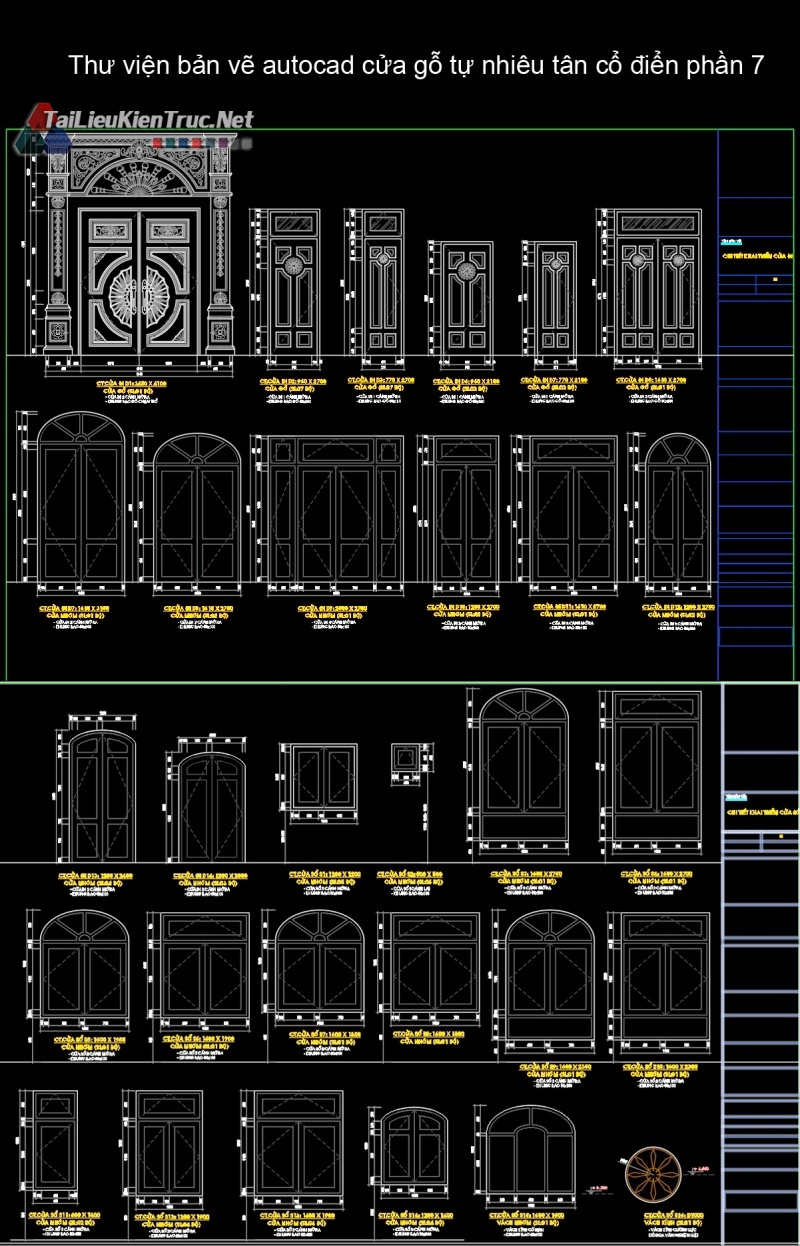 Thư viện bản vẽ autocad cửa gỗ tự nhiên tân cổ điển phần 7