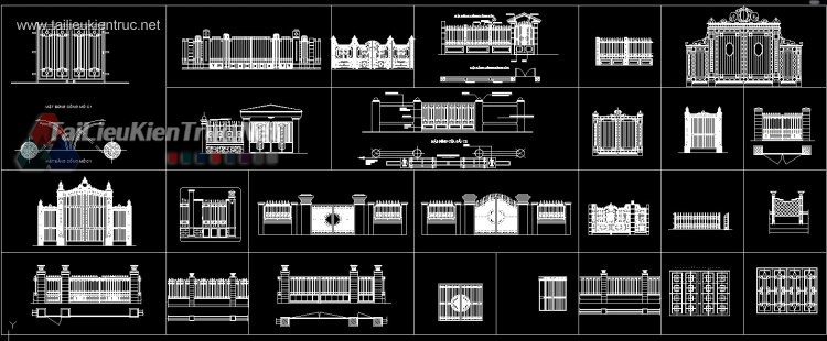 Thư viện autocad mẫu cổng sắt biệt thự hoa văn Tân cổ điển 2