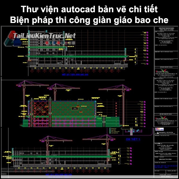 Thư viện Autocad bản vẽ chi tiết Biện pháp thi công giàn giáo bao che