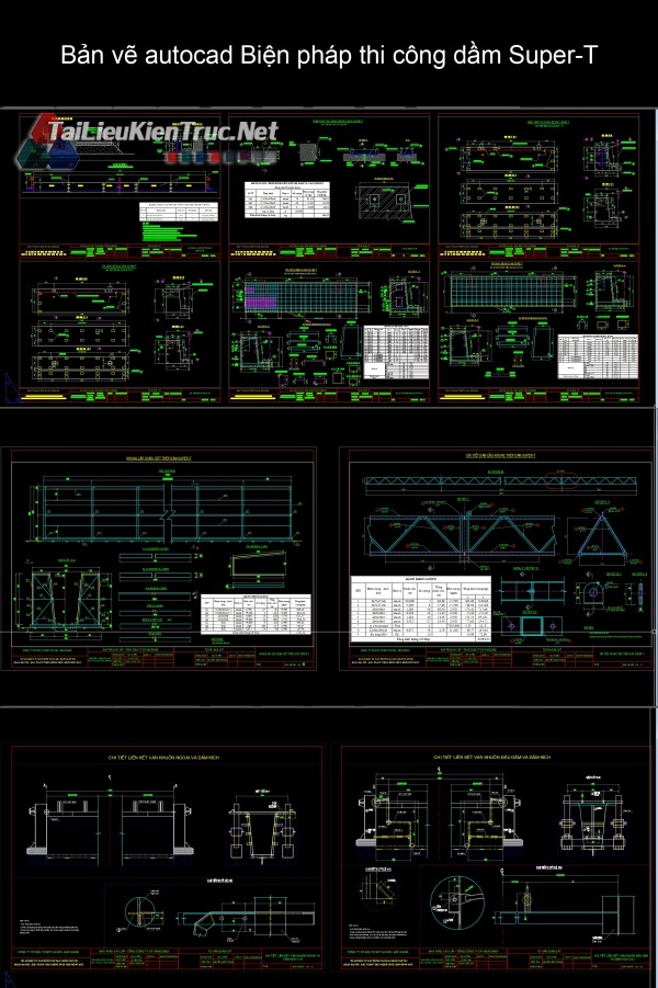 Bản vẽ autocad Biện pháp thi công dầm Super-T