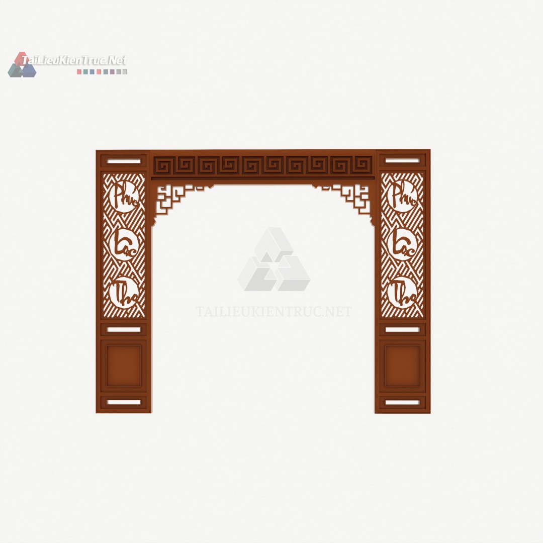 021 Mô Hình SketchUp Khung Cửa Gỗ Phúc Lộc Thọ – Biểu Tượng May Mắn Cho Kiến Trúc Việt