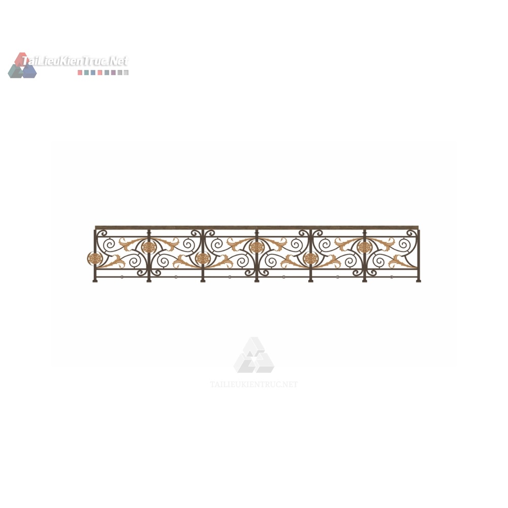 009 Tải Miễn Phí: Mô Hình Lan Can Sắt Mỹ Thuật Hoa Văn Lá Vàng Cổ Điển (File SketchUp)