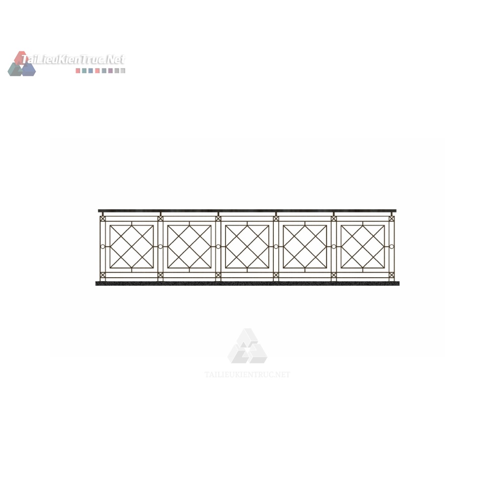 010 Mô Hình Lan Can Sắt Mỹ Thuật Họa Tiết Hình Học Hiện Đại (File SketchUp)