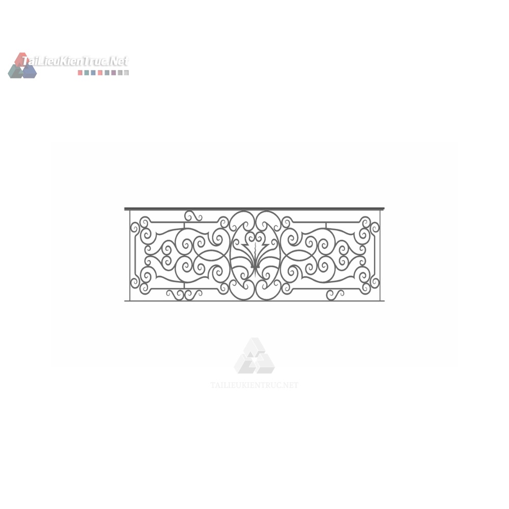 015 Mô Hình Lan Can Sắt Mỹ Thuật Hoa Văn Cuộn Xoắn Đẳng Cấp (File SketchUp)