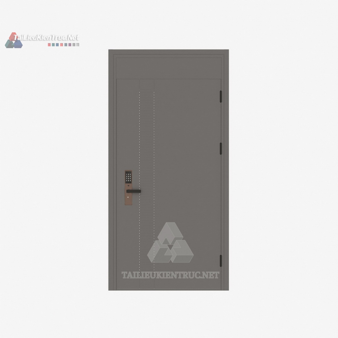 057 Tải Miễn Phí Thư Viện Cửa Thép Vân Gỗ Có Khóa Vân Tay SketchUp – Model Hiện Đại, An Toàn