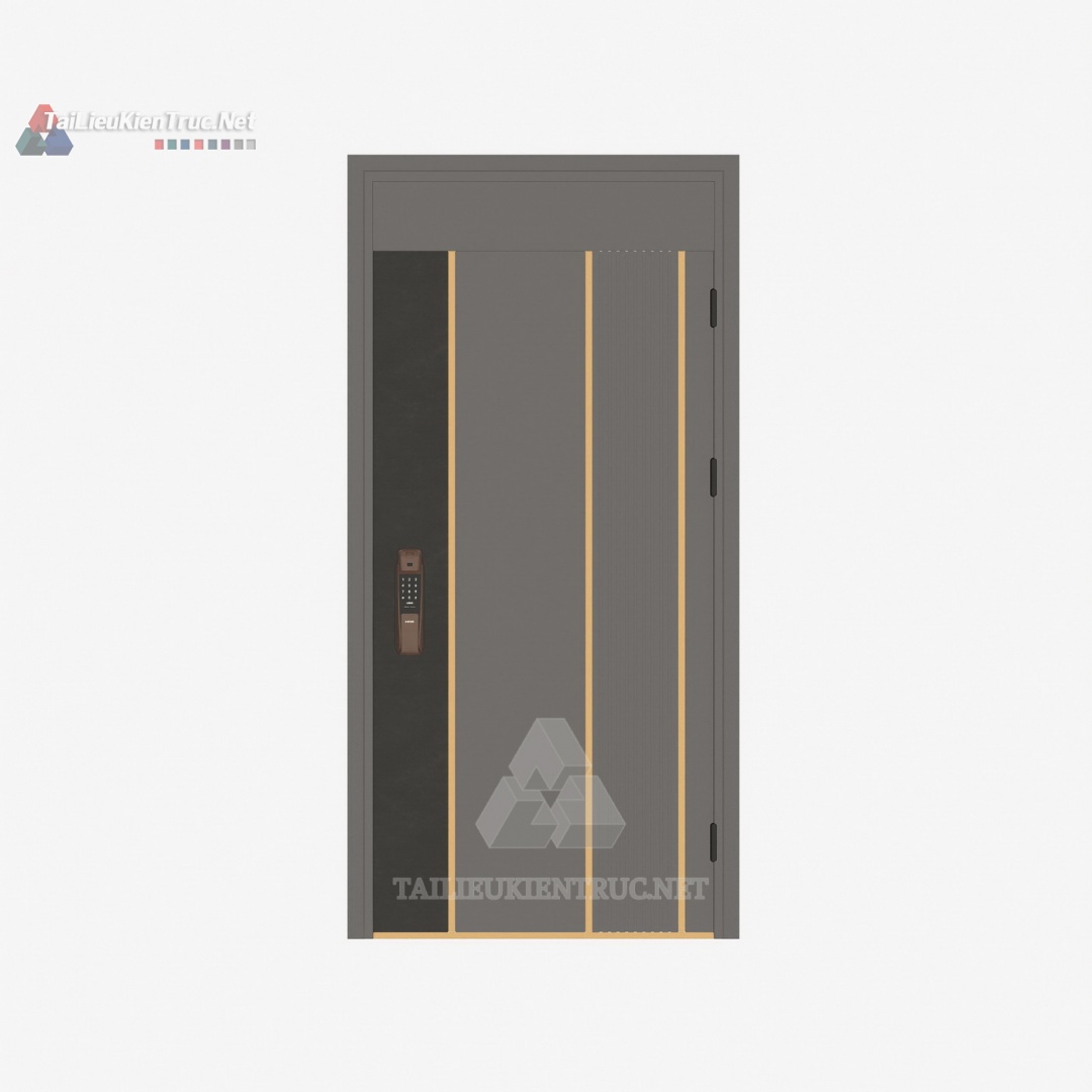 060 Thư Viện Cửa Thép Hiện Đại Tích Hợp Khóa Thông Minh SketchUp