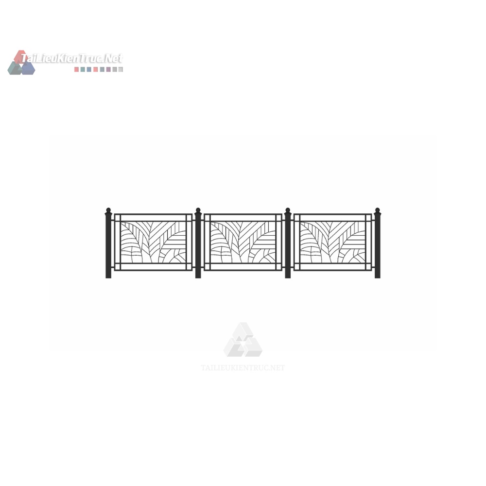 033 Lan Can Sắt Mỹ Thuật Họa Tiết Lá SketchUp – Đẹp Tự Nhiên, Sang Trọng