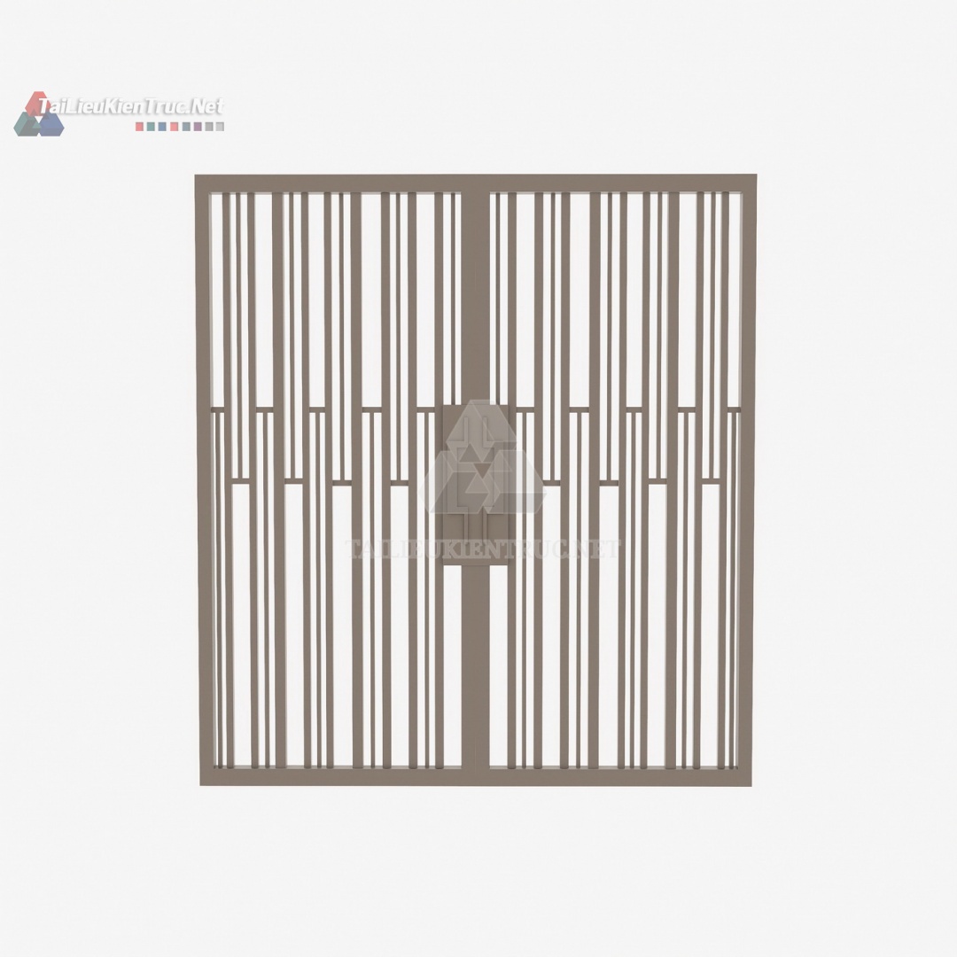 044 Thư Viện Cổng Hiện Đại Nan Kim Loại Lệch Tầng SketchUp – Mẫu Độc Đáo, Sang Trọng