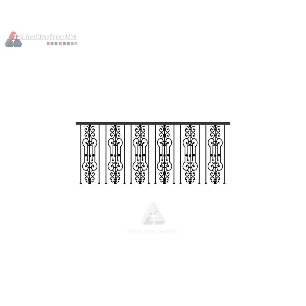 045 Mô Hình SketchUp Lan Can Sắt Mỹ Thuật Con Tiện Hoa Văn Độc Đáo