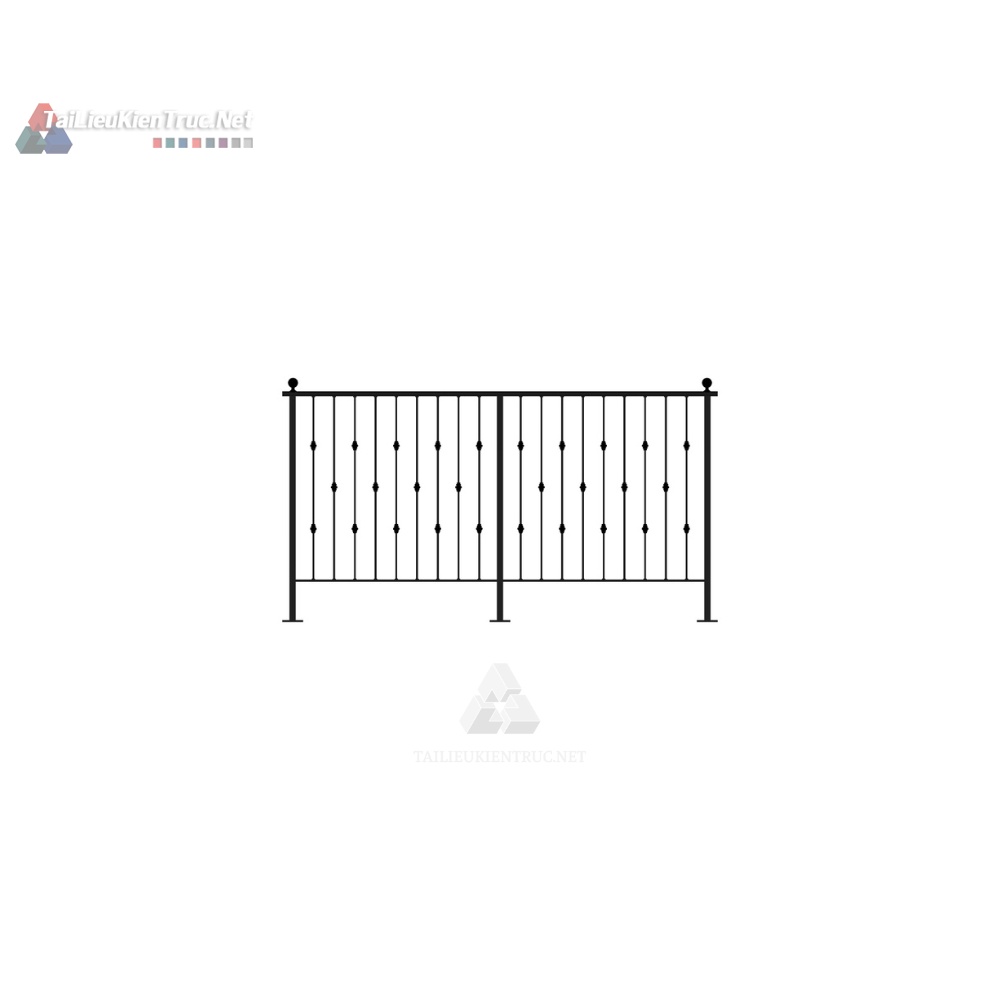 050 Mô Hình SketchUp Lan Can Sắt Hiện Đại Thanh Dọc Tối Giản