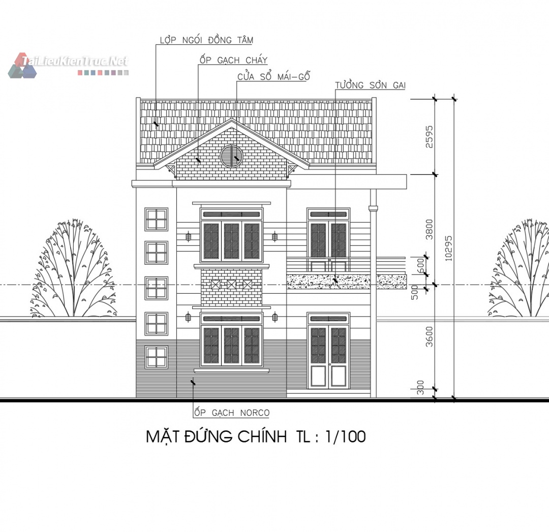 250. Phương án thiết kế nhà 2 tầng 8x16m