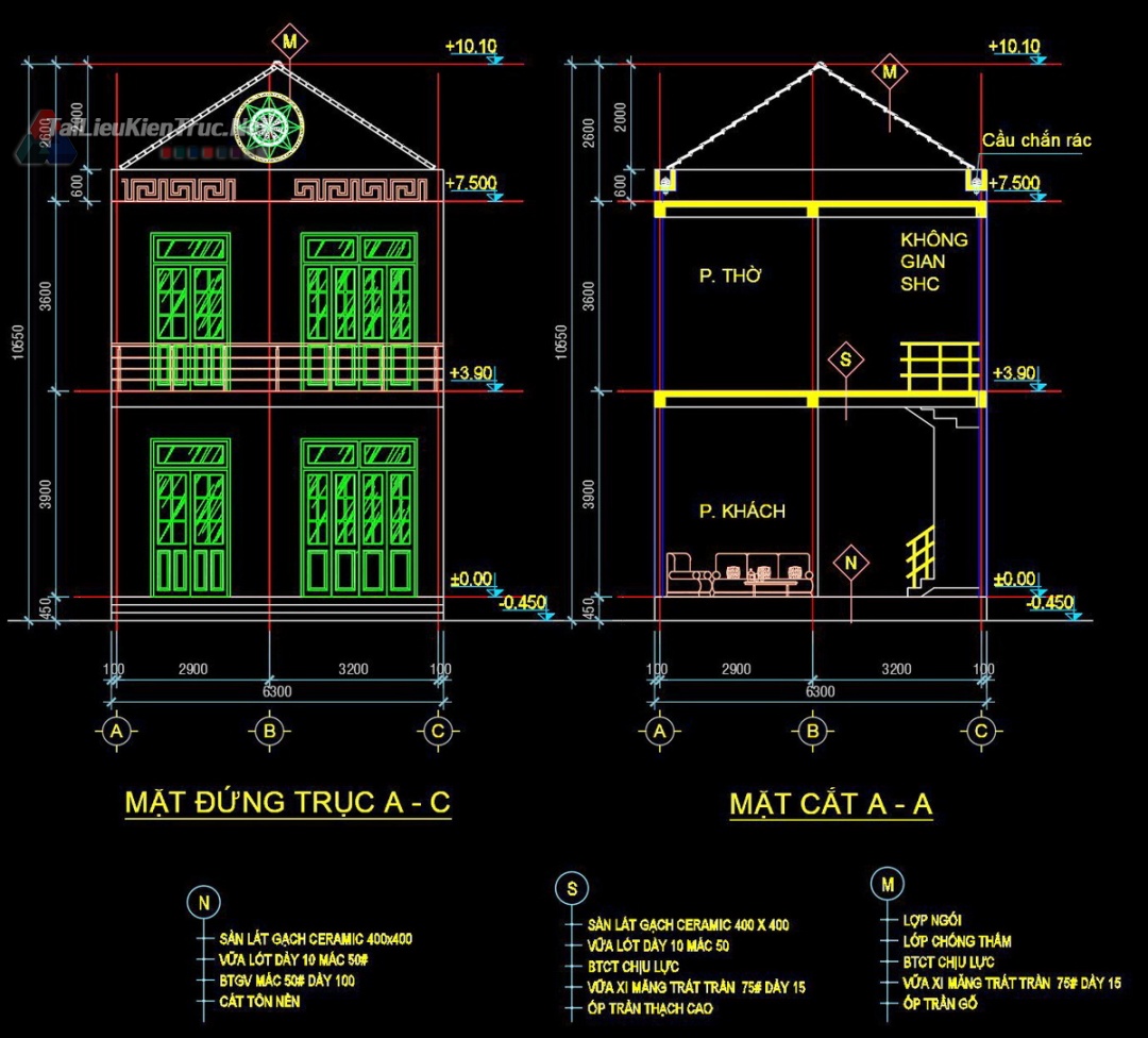 Hồ sơ xin cấp phếp xây dựng nhà phố 2 tầng 6x16m