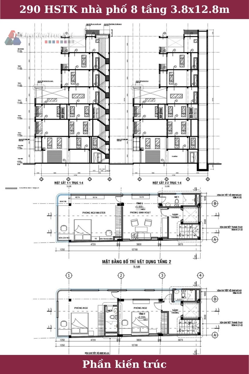 290 Hồ sơ thiết kế nhà phố 8 tầng 3.8x12.8m full kiến trúc