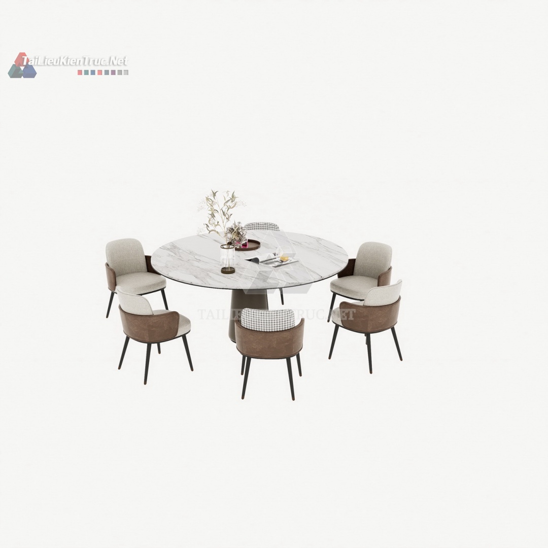 165 Bộ Mô Hình SketchUp Bàn Ăn Tròn Hiện Đại Mặt Đá Sang Trọng