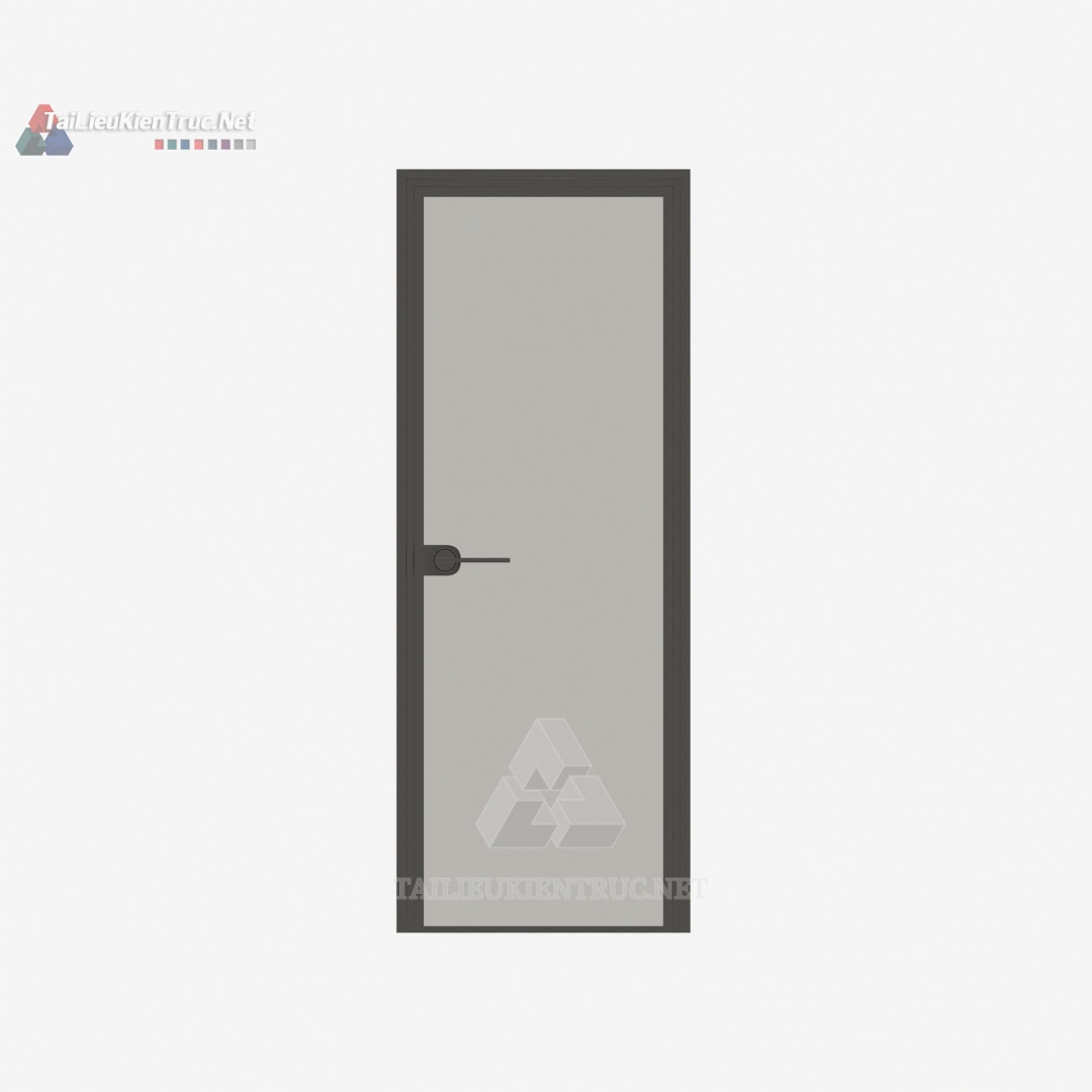 078 Mô Hình SketchUp Cửa Gỗ Hiện Đại Với Ô Kính Lớn & Tay Nắm Tối Giản