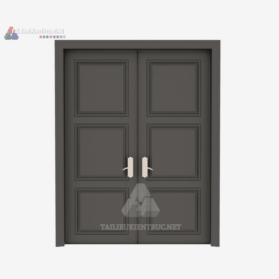 088 Mô Hình SketchUp Cửa Đôi Tân Cổ Điển Với Pano Đối Xứng & Tay Nắm Độc Đáo