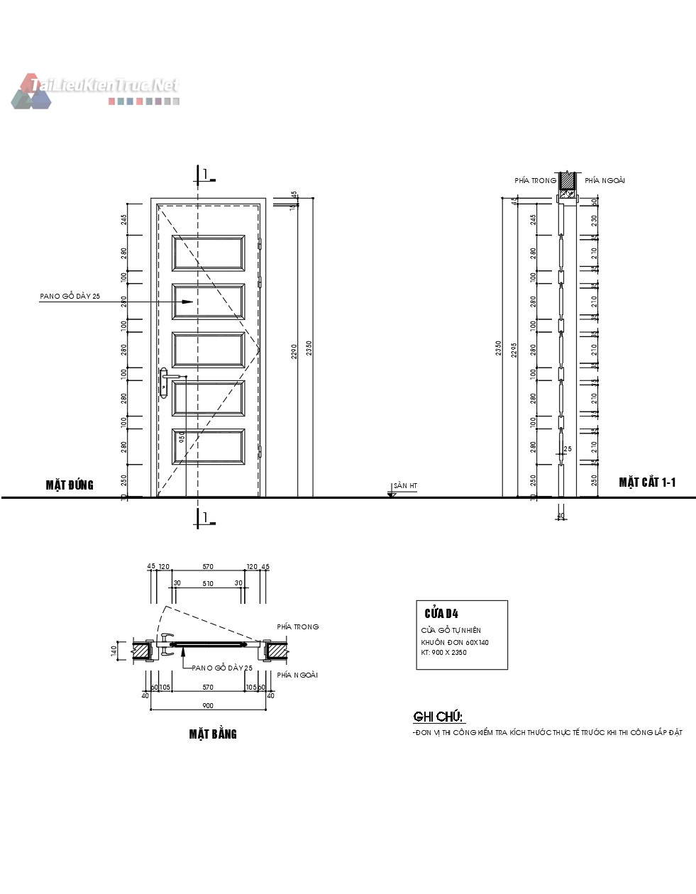 16. Chi tiết cửa 1 cánh gỗ tự nhiên miễn phí